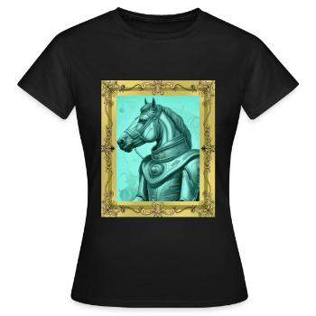 Cheval médiéval chevaux roi souverain gaulois - T-shirt Femme - noir - Devant - AI Model Female 172 dark (172cm)