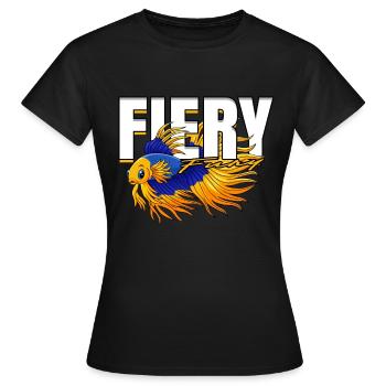 Poisson Betta Siamois Betta Fureur ardente - T-shirt Femme - noir - Devant - AI Model Female 172 dark (172cm)