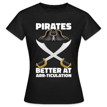Pirat Totenkopf Freibeuter Piratenschiff - Frauen T-Shirt - Schwarz - Vorne - AI Model Female 172 dark (172cm)