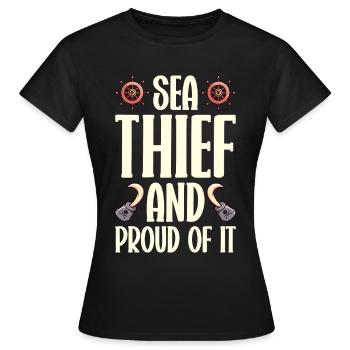 Pirat Totenkopf Freibeuter Piratenschiff - Frauen T-Shirt - Schwarz - Vorne - AI Model Female 172 dark (172cm)