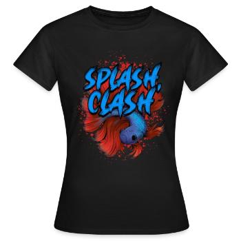 Betta Fish Siamese Betta Fish Splash Clash - Women's T-Shirt - black - Front - AI Model Female 172 dark (172cm)