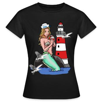 Sirène Sirène Sirène Sirène Sirène Marins Maritime Ahoy - T-shirt Femme - noir - Devant - AI Model Female 172 dark (172cm)