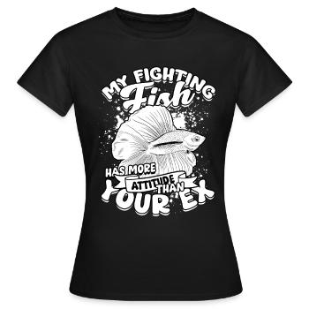 Poisson Betta Betta siamois - T-shirt Femme - noir - Devant - AI Model Female 172 dark (172cm)
