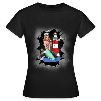 Sirène Sirène Sirène Sirène Sirène Phare Maritime - T-shirt Femme - noir - Devant - AI Model Female 172 dark (172cm)