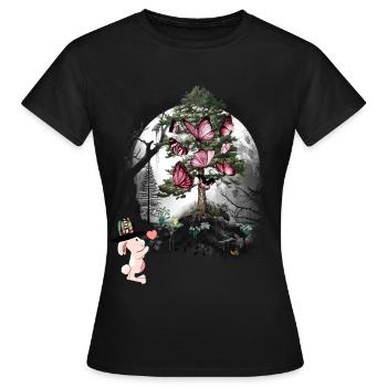 Lapin Forêt Habitants de la forêt Papillons - T-shirt Femme - noir - Devant - AI Model Female 172 dark (172cm)
