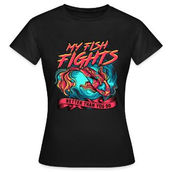 Poisson Betta Betta siamois - T-shirt Femme - noir - Devant - AI Model Female 172 dark (172cm)