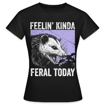 Feeling Kinda Feral Today Funny Raccoon Vintage - Women's T-Shirt - black - Front - AI Model Female 172 dark (172cm)