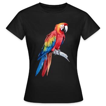 Aquarelle Coloré Écarlate Ara Perroquet Oiseau - T-shirt Femme - noir - Devant - AI Model Female 172 dark (172cm)