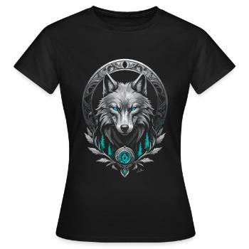 Loup arctique médiéval - T-shirt Femme - noir - Devant - AI Model Female 172 dark (172cm)