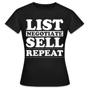 Agent immobilier Courtier immobilier Agent immobilier Agent immobilier - T-shirt Femme - noir - Devant - AI Model Female 172 dark (172cm)