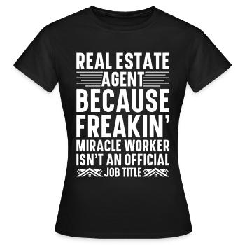 Agent immobilier Courtier immobilier Agent immobilier Agent immobilier - T-shirt Femme - noir - Devant - AI Model Female 172 dark (172cm)
