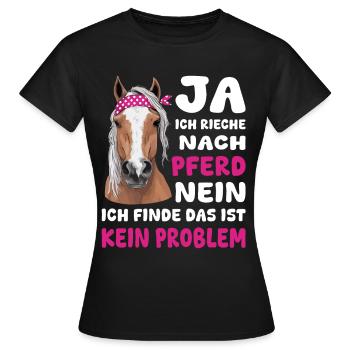 Ja ich rieche nach Pferd | Haflinger Pferdemädchen - Frauen T-Shirt - Schwarz - Vorne - AI Model Female 172 dark (172cm)