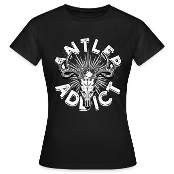 Antler Antler Hunting Throwing Poles Antler Addict - Women's T-Shirt - black - Front - AI Model Female 172 dark (172cm)