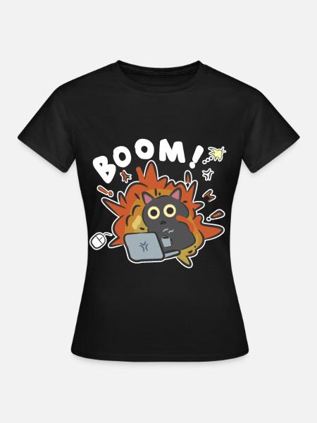 Teenager Sommer Trend Lustige IT Nerd Katze Boom - Frauen T-Shirt - Schwarz