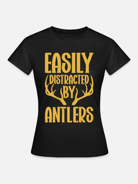 Geweihjagd Geweih Jäger Jagt Jagdtrophäe - Frauen T-Shirt - Schwarz