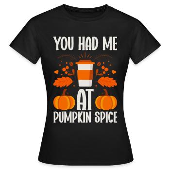Citrouille Épices Latte Automne Halloween Citrouille Épices Épices - T-shirt Femme - noir - Devant - AI Model Female 172 dark (172cm)