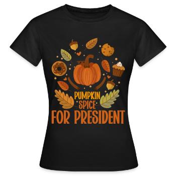 Citrouille Épices Latte Automne Halloween Citrouille Épices Épices - T-shirt Femme - noir - Devant - AI Model Female 172 dark (172cm)
