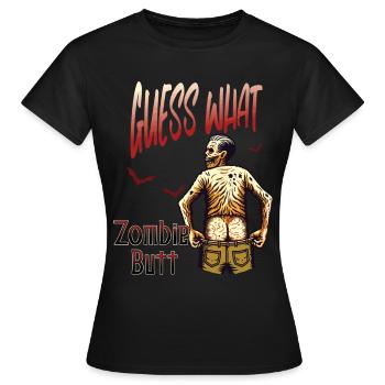 Zombie Hintern Lustiger Spruch Halloween Kostüm - Frauen T-Shirt - Schwarz - Vorne - AI Model Female 172 dark (172cm)