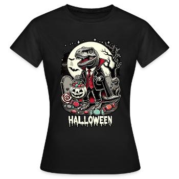 Lustiger T-Rex Vampir Liebt Suessigkeiten - Frauen T-Shirt - Schwarz - Vorne - AI Model Female 172 dark (172cm)