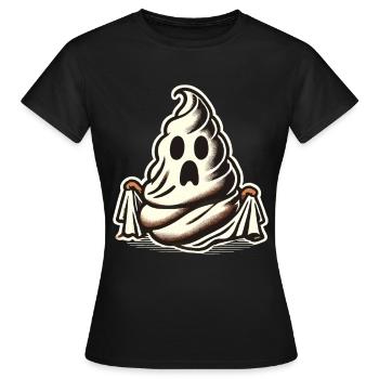 Drôle caca tas d’excréments fantôme humoristique - T-shirt Femme - noir - Devant - AI Model Female 172 dark (172cm)