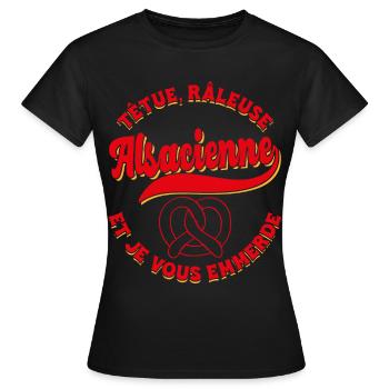 Elsässischer Sturer Nörgler - Frauen T-Shirt - Schwarz - Vorne - AI Model Female 172 dark (172cm)
