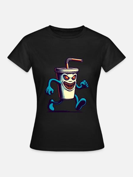 Unheimlicher Monster Trinkbecher Getränke - Frauen T-Shirt - Schwarz