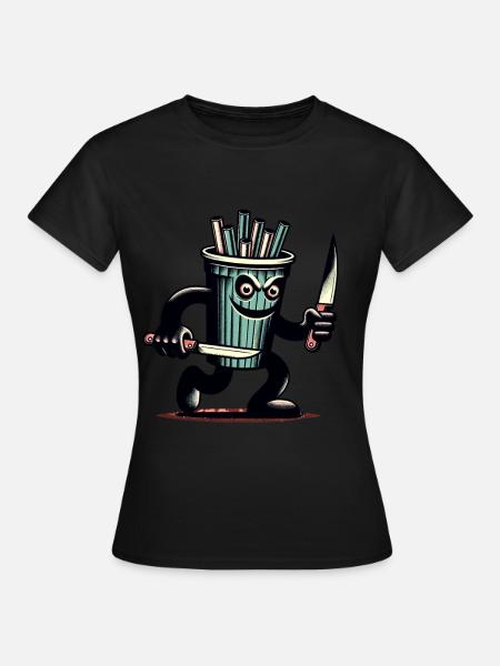 Unheimlicher Psycho Trinkbecher Getränke - Frauen T-Shirt - Schwarz