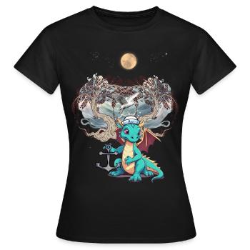 Drache Drachen maritim Matrose Matrosen Kind - Frauen T-Shirt - Schwarz - Vorne - AI Model Female 172 dark (172cm)