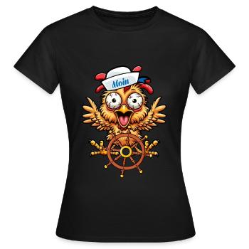 verrücktes lustiges Huhn Steuermann maritim - Frauen T-Shirt - Schwarz - Vorne - AI Model Female 172 dark (172cm)