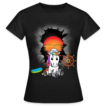 Licorne licorne marin marin marin Moin - T-shirt Femme - noir - Devant - AI Model Female 172 dark (172cm)