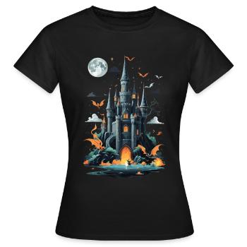 Château hanté effrayant Château hanté magique - T-shirt Femme - noir - Devant - AI Model Female 172 dark (172cm)