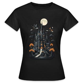 Château hanté effrayant Château hanté magique - T-shirt Femme - noir - Devant - AI Model Female 172 dark (172cm)