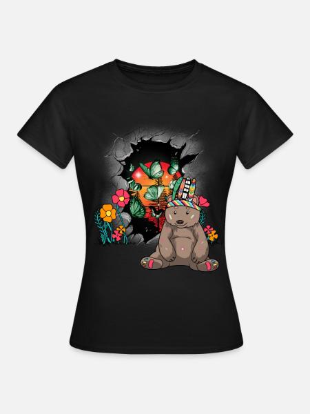 Bear Nature Nature Lover Shaman Bears Kids - Women's T-Shirt - black