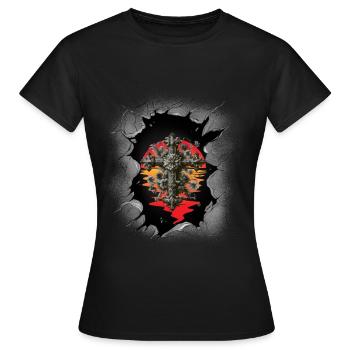 Croix, Croix, Crucifix, Halloween, Occulte, Spirituel - T-shirt Femme - noir - Devant - AI Model Female 172 dark (172cm)