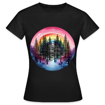 Rainbow Forest Nature Nature Lover Spruce Tree - Women's T-Shirt - black - Front - AI Model Female 172 dark (172cm)