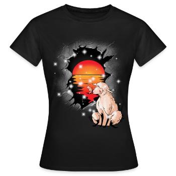 Schaf Schafe Sonnenuntergang Lamm Lämmer Kind - Frauen T-Shirt - Schwarz - Vorne - AI Model Female 172 dark (172cm)