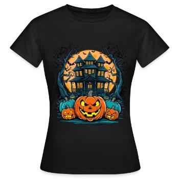 bricolageEffrayantMaison hantée Drôle Halloween - T-shirt Femme - noir - Devant - AI Model Female 172 dark (172cm)