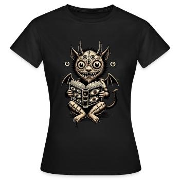 Magische Dämonen Katze Entsetzliche Horror Katze - Frauen T-Shirt - Schwarz - Vorne - AI Model Female 172 dark (172cm)