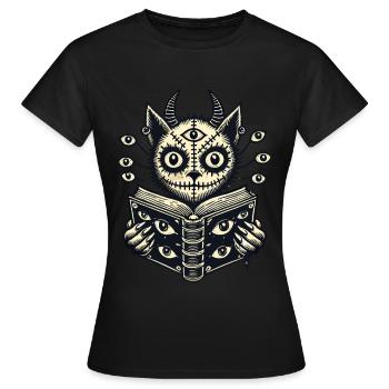 Devilish Demons Cat Horror Cat Design - Women's T-Shirt - black - Front - AI Model Female 172 dark (172cm)