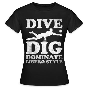 Volley-ball Libero - T-shirt Femme - noir - Devant - AI Model Female 172 dark (172cm)