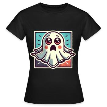 Erschrockenes Gespenst Lustiges Geister Design - Frauen T-Shirt - Schwarz - Vorne - AI Model Female 172 dark (172cm)