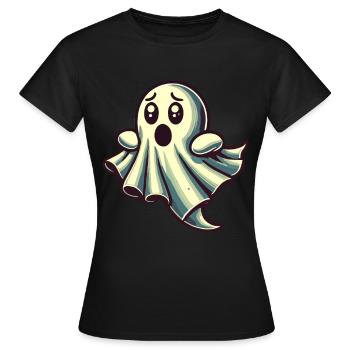 Erschrockenes Gespenst Lustiges Geister Design - Frauen T-Shirt - Schwarz - Vorne - AI Model Female 172 dark (172cm)