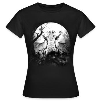 mystisch Wald Waldtiere Hirsche Hirsch Rehbock - Frauen T-Shirt - Schwarz - Vorne - AI Model Female 172 dark (172cm)