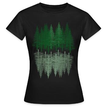 fir forest tree hiking spruce coniferous forest nature - Women's T-Shirt - black - Front - AI Model Female 172 dark (172cm)