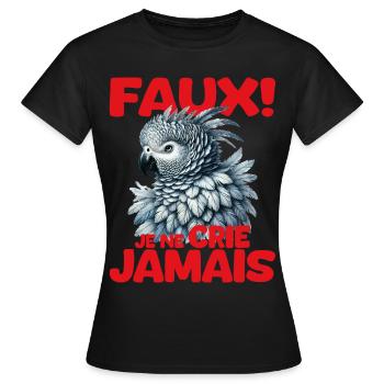 Gabun Grau, Papagei Humor T-Shirt - Frauen T-Shirt - Schwarz - Vorne - AI Model Female 172 dark (172cm)