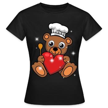 Ours en peluche Cuisinier Cuisinier Cuisinier - T-shirt Femme - noir - Devant - AI Model Female 172 dark (172cm)