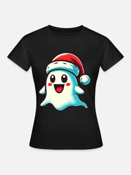Niedliches Weihnachten Gespenst Last Minute Kostüm - Frauen T-Shirt - Schwarz