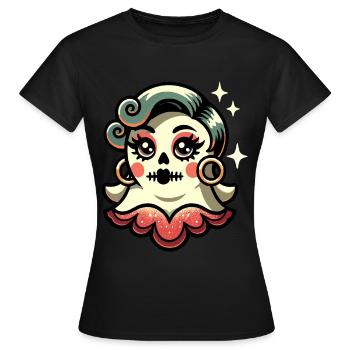 Drôle Glamour Ghoul Flashy Halloween Fille - T-shirt Femme - noir - Devant - AI Model Female 172 dark (172cm)