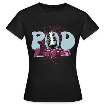 Podcast Podcaster Podcasting - T-shirt Femme - noir - Devant - AI Model Female 172 dark (172cm)