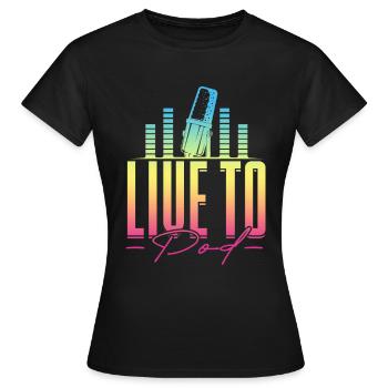 Podcast Podcaster Podcasting - T-shirt Femme - noir - Devant - AI Model Female 172 dark (172cm)